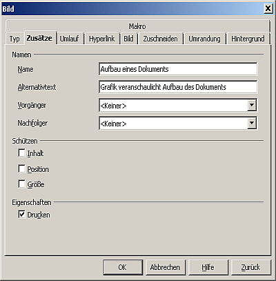 copyright: Stadt Wien Open Office-Fenster: Registerkarte "Zusätze" bei Bildbearbeitung im Open Office