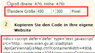 copyright: Stadt Wien Maske für die Erstellung eines Stadtplanausschnitts