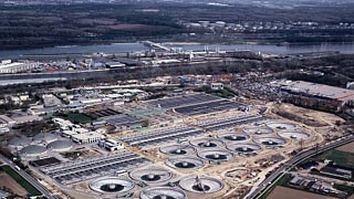 Aerial view of the main wastewater treatment plant