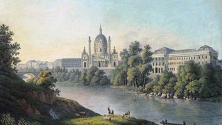 Historic view of the River Wien at St. Charles’ Church