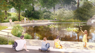 Visualisierung eines Teichs in einem Park