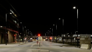 Strae in der Seestadt bei Nacht, LED-Leuchten