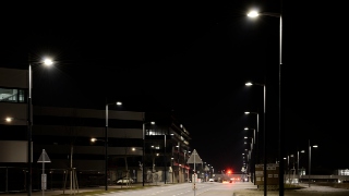 Strae in der Seestadt bei Nacht, LED-Leuchten