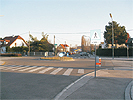Kreisverkehr Carabelligasse - Schwanngasse: Kreuzung mit Kreisverkehr und Zebrastreifen