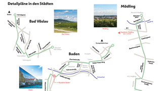 Map of the hiking path in Bad Vslau, Baden and Mdling