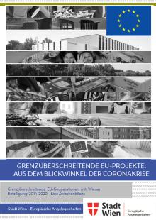 Cover der Broschüre "Grenzüberschreitende EU-Projekte: Aus dem Blickwinkel der Coronakrise"