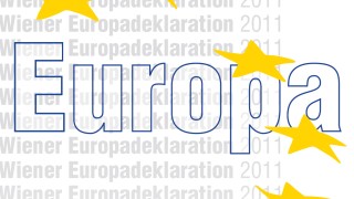 Ausschnitt vom Cover der Europadeklaration: Text "Europa" mit Sternen